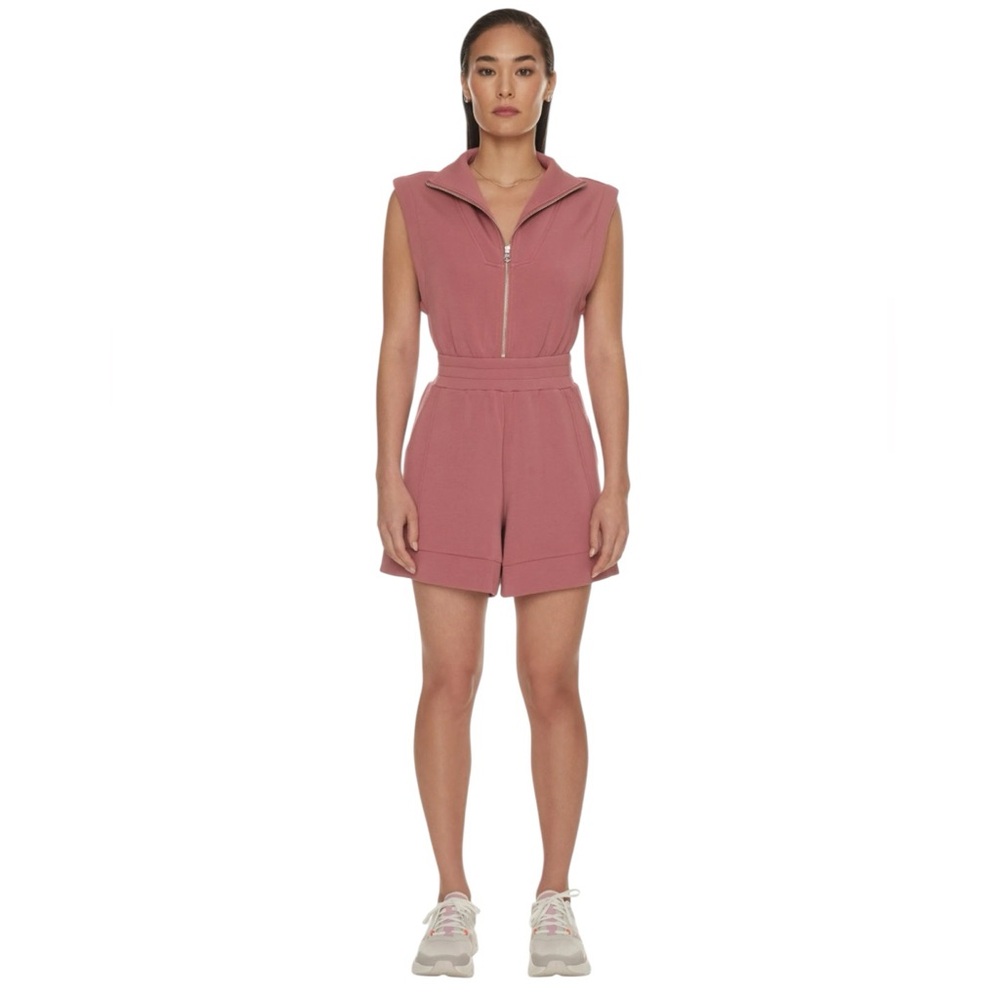 Varley - DoubleSoft Linvale Sleeveless Zip Front Playsuit Pink Sz S - Picture 2 of 11